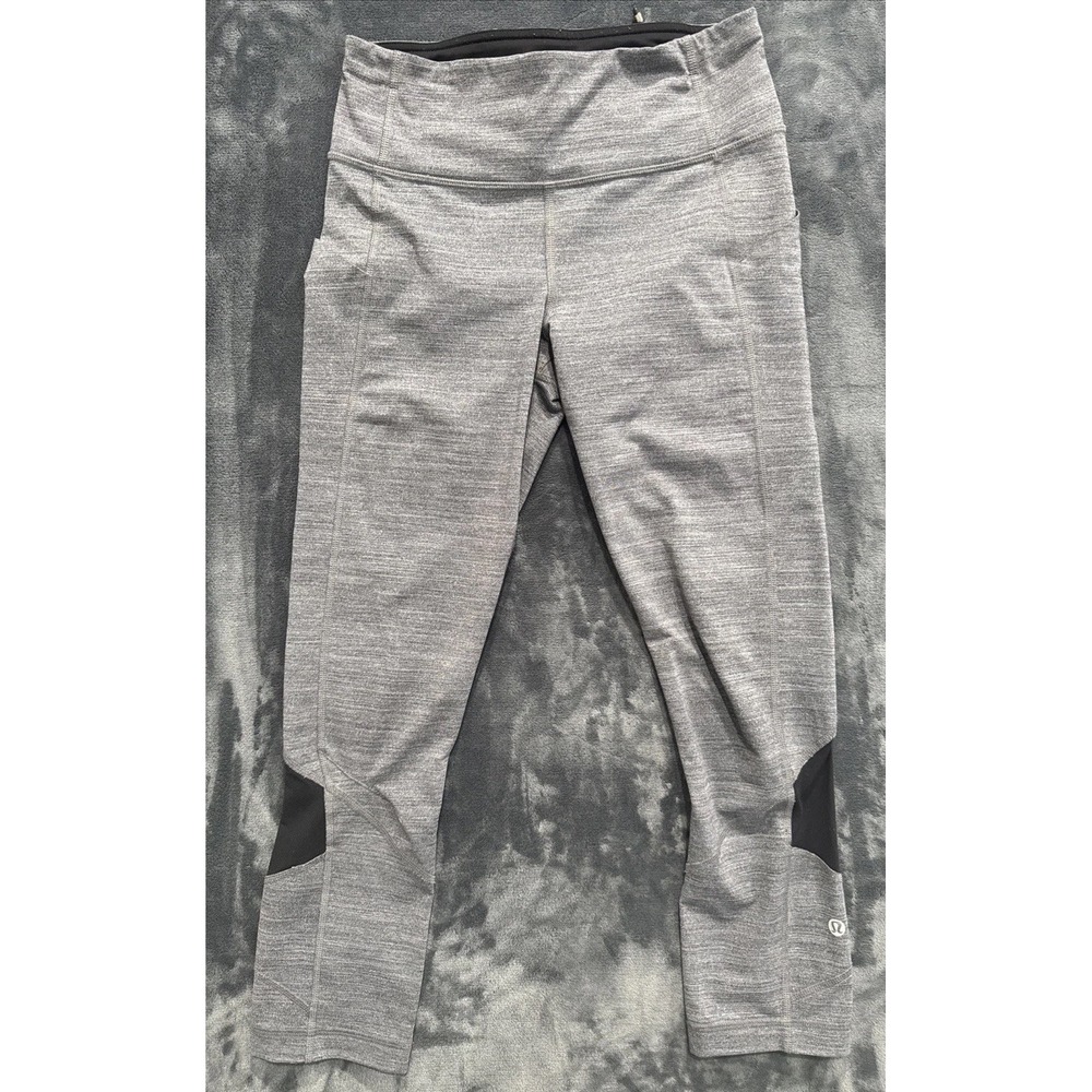 Lululemon Leggings Womens Size 4 Speed Up Tight Crop Gray Athleisure‎ Gym Yoga
